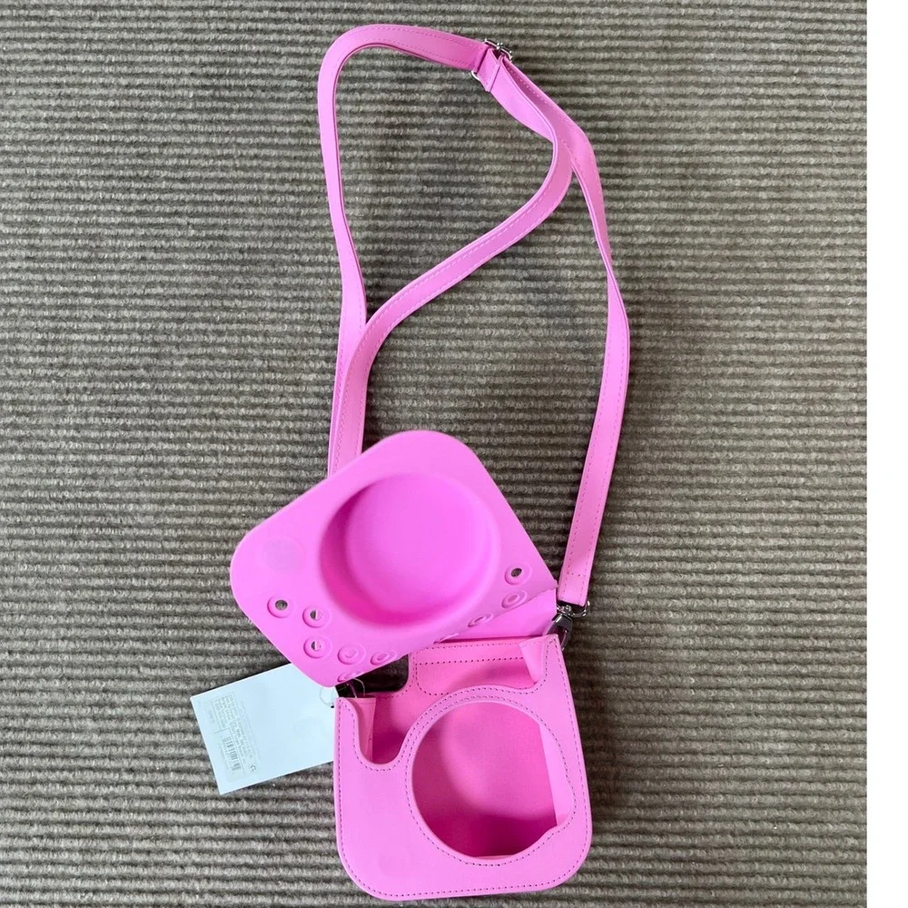 heyday Pink Silicone Camera Pop-In Case Crossbody Bag Adjustable Strap NWT